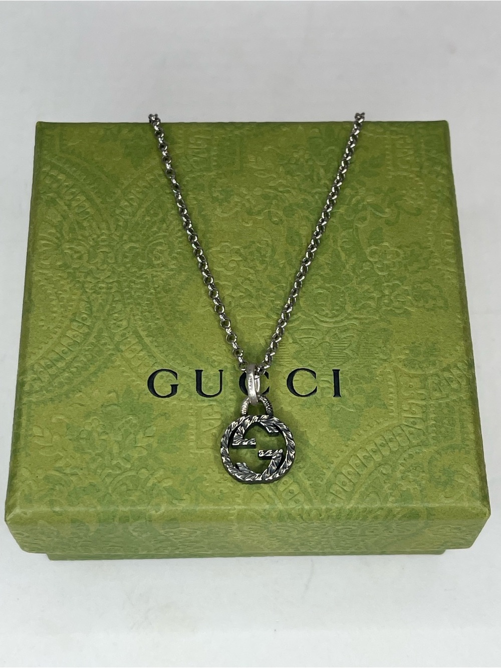 Gucci Silver Interlocking G Rope Pendant Necklace